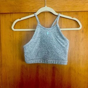 NO BULL gray high neck sports bra